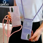 Чехол с ремешком через плечо для Xiaomi Redmi Note 10 Pro 9S 9 8T 8 7 9C Mi 10T Lite POCO X3, силиконовый прозрачный блестящий чехол