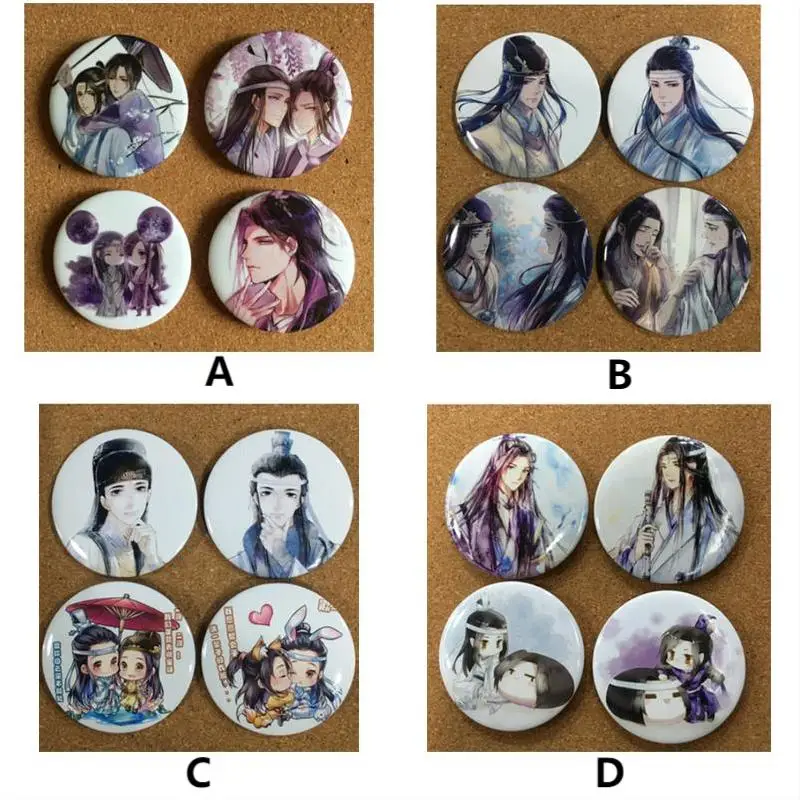 

Anime Badge Grandmaster of Demonic Cultivation Lan Wangji Jin Guangyao Pin Button Brooch 4pcs/set
