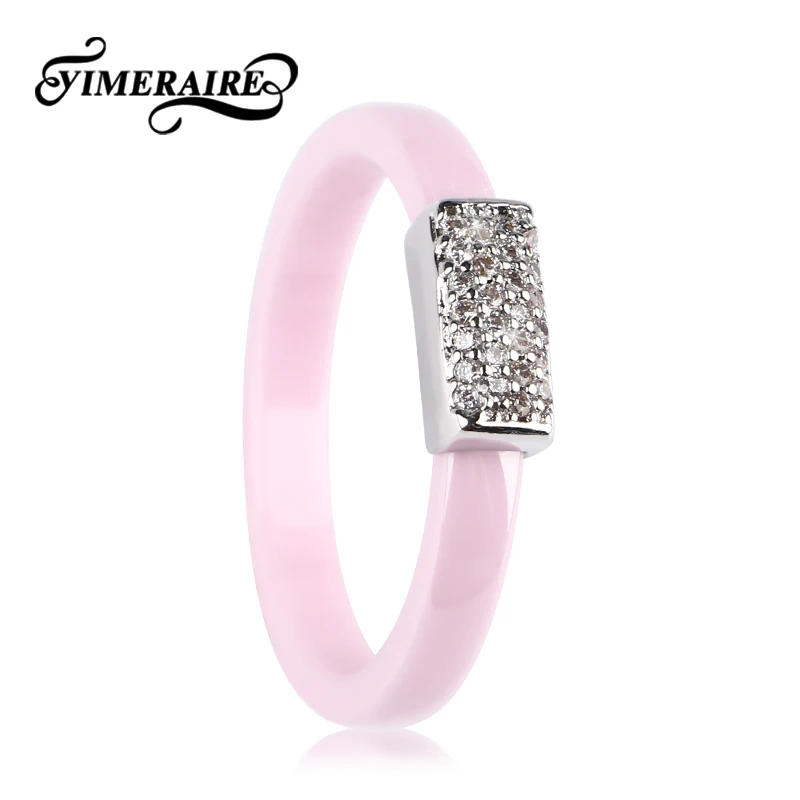 TUHE 2018 милые розовые керамические кольца для женщин гладкий материал с блестящими