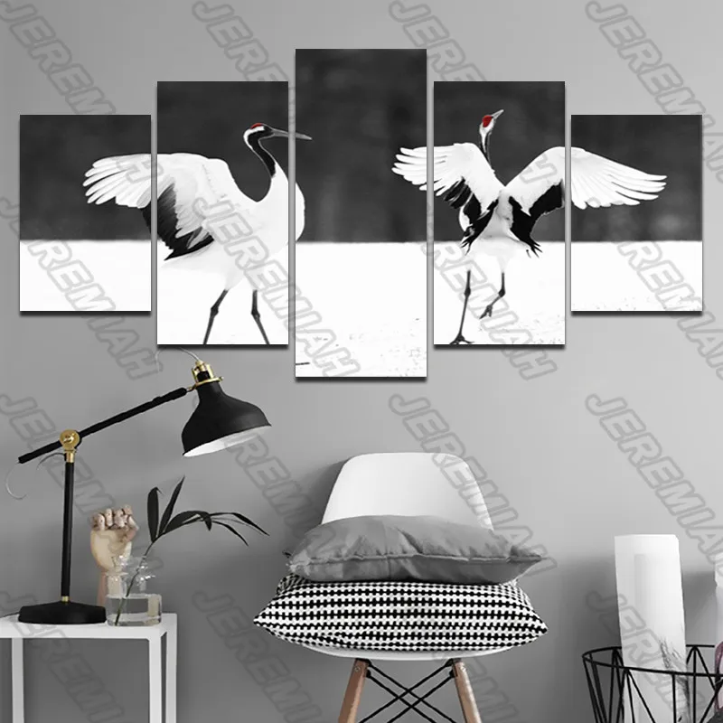 

Two Cranes Ready To Take Off Poster Nordic Style Wall Art Canvas Print Painting Modern Living Room Decoration
