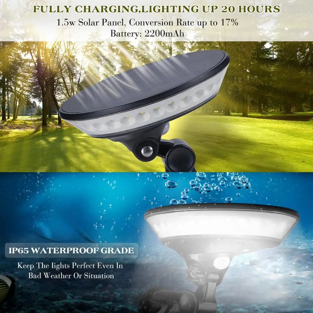 

360 Degree Outdoor Solar Light PIR Motion Sensor Solar Lamps Three Modes Garden Light Energy Saving Street Lamp Wall Lights