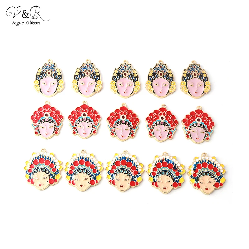 

Сделай Сам ручной работы Изготовление ювелирных изделий, эмаль Опера лицо амулеты подвески, DIY ювелирные изделия Аксессуары Компоненты сер...