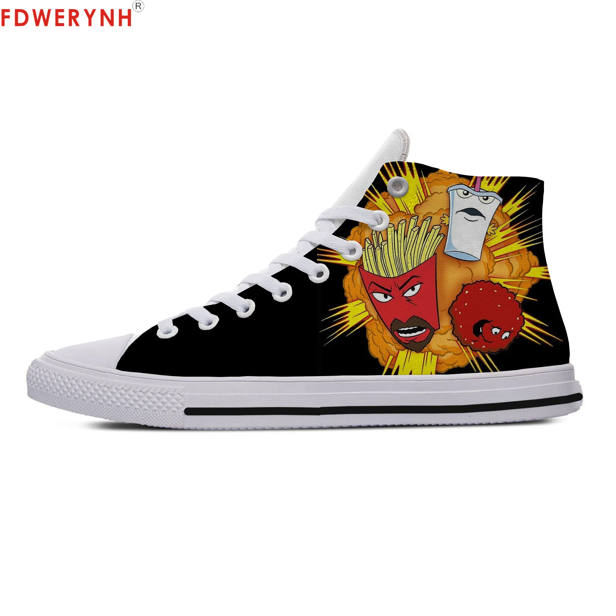

Men Walking Shoes Aqua Teen Hunger Force Custom Images Or Logo High Top Canvas Shoes Lace-up Fashion Flat Shoes