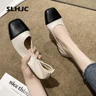 SLHJC весенние осенние повседневные туфли на плоской подошве с квадратным носком без застежки Лоскутные туфли на плоской подошве