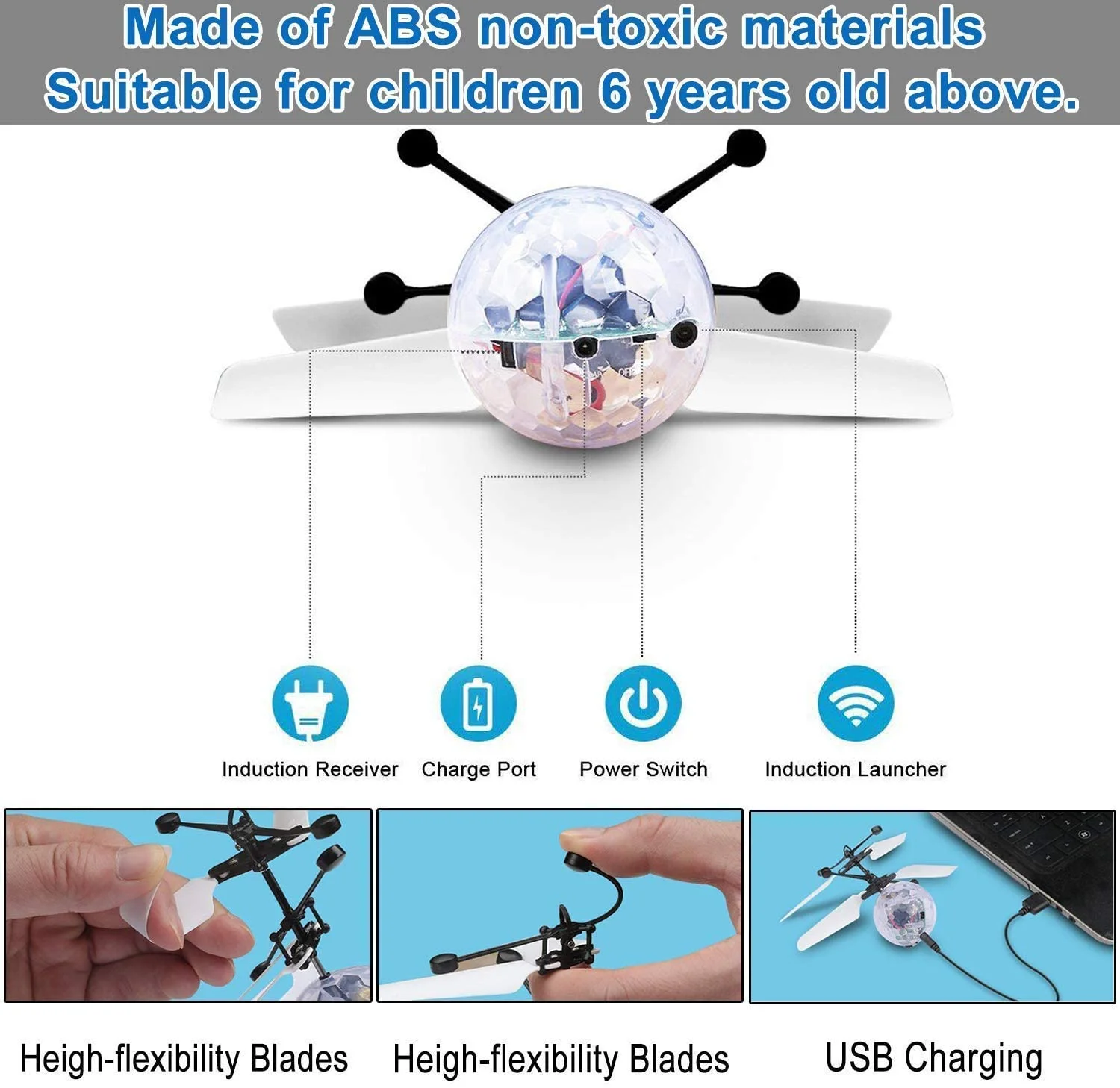 

Hand Controlled Flight Ball for Kids Toys RC Flying Toys Hand Induction Infrared Crystal ball Mini Helicopter with LED Light