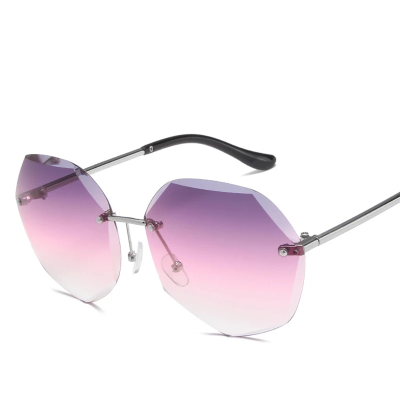 

Women Polygon GradientBlue/Purple Frameless Sunglasses Metal Frame Female Glasses