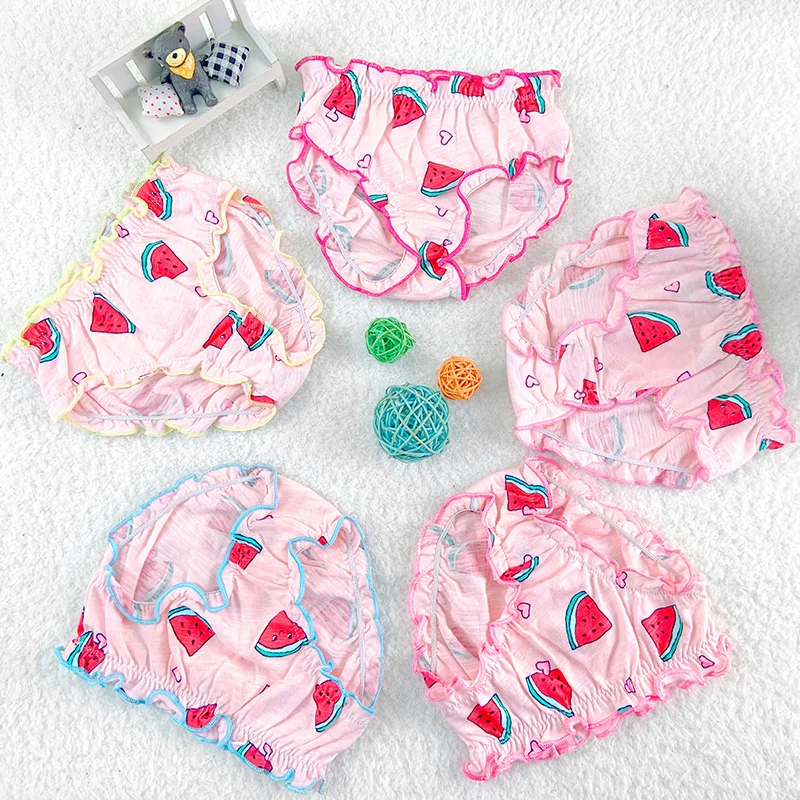 

Baby ;Panties for Girls 100% Cotton 5 Pcs/Lot Kids Elastic Lace Design Waist Clothes