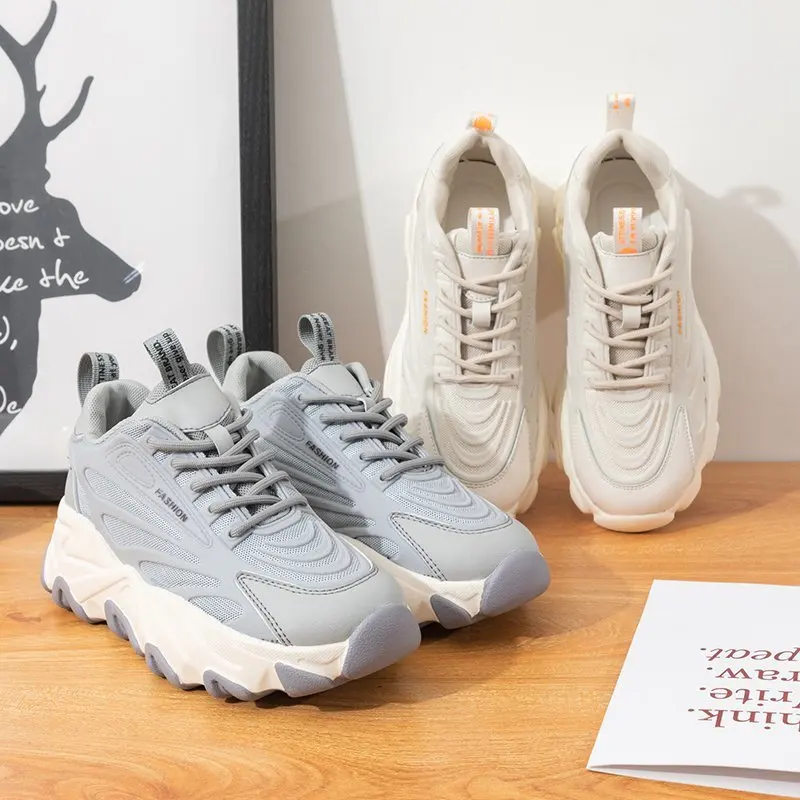 

2021 New Casual Shoes Women Chunky Sneakers Fashion Shoes for Women Spring Black Shoes Platform Sneaker Vulcanize Shoes