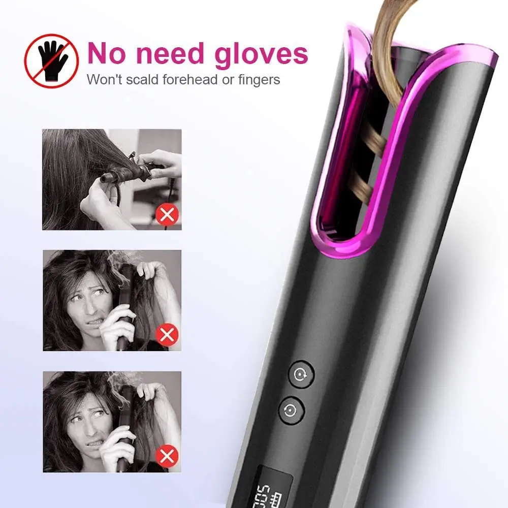 Автоматический щипцы для волос беспроводной завивки USB перезаряжаемая