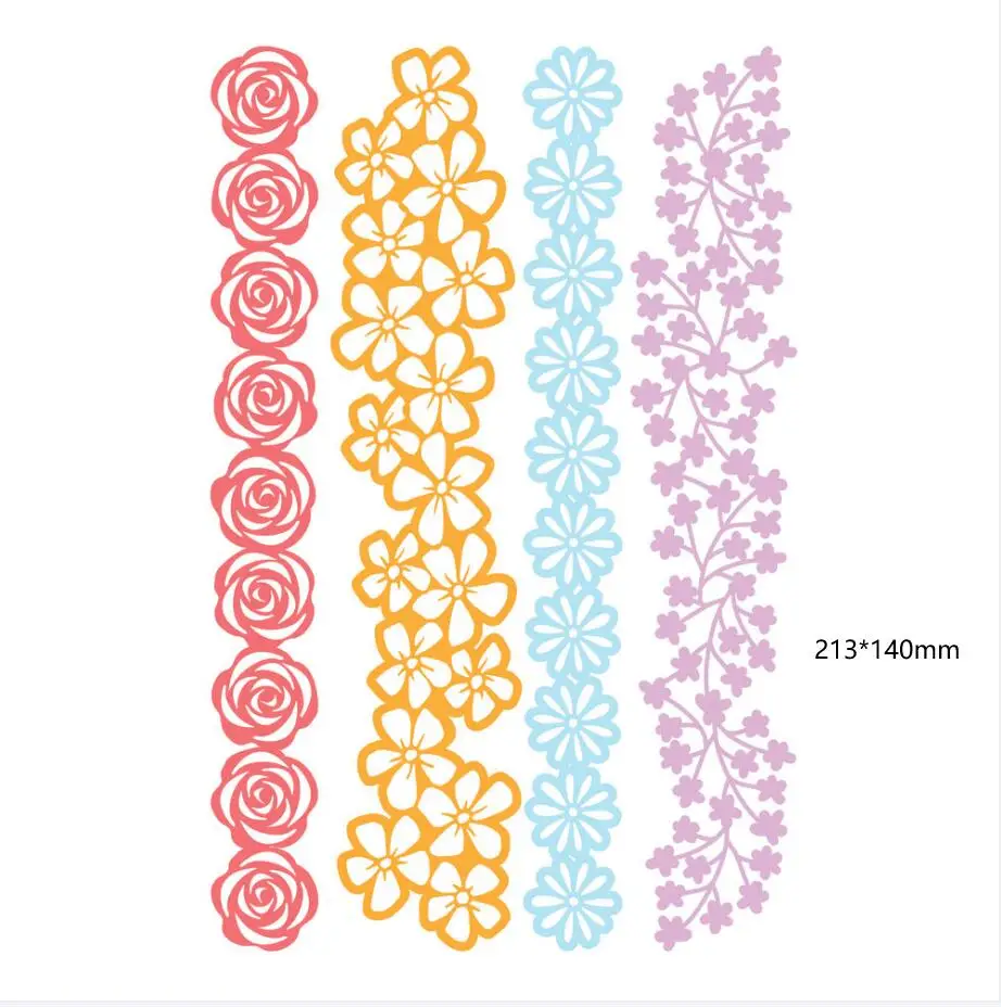 

New Metal cutting dies cut die 4pc flower border card Scrapbook paper craft knife mould blade punch stencls