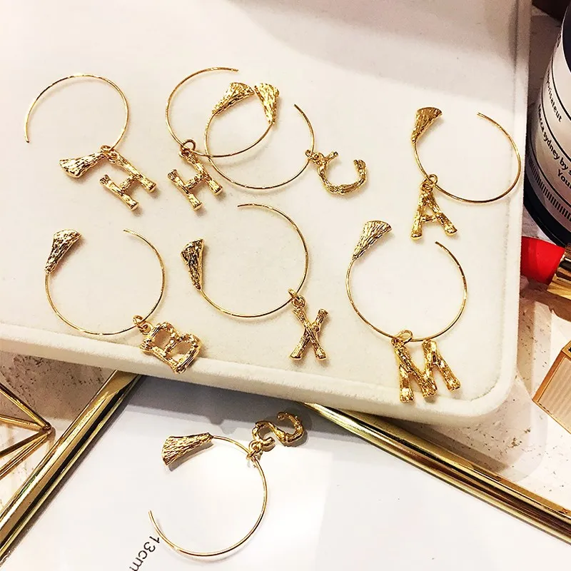 Женские серьги-кольца с надписью золотистые висячие серьги модные ювелирные