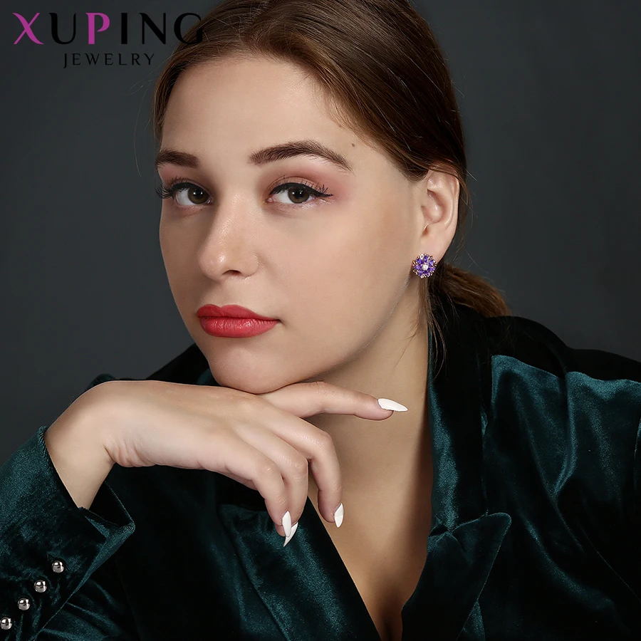 Xuping Модный яркий цветок в форме синтеза кубического циркония Европейский стиль обручи серьги для женщин ювелирные изделия S196, 2-98251