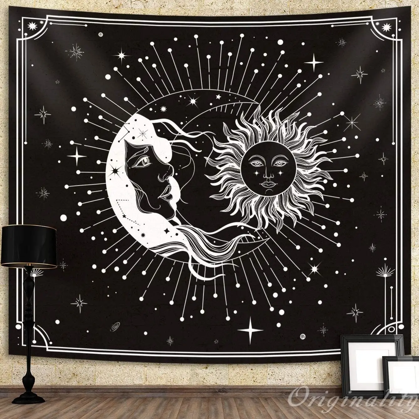 

Sun Moon Tapestry Psychedelic Space Black And White Wall Hanging For Bedroom Home Decor