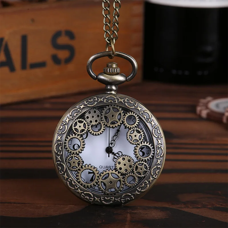 Pocket Watch 1 шт. винтажные Ретро бронзовые карманные часы в стиле стимпанк, кварцевые подвески, ожерелье, подарок для мужчин и женщин, аксессуары в стиле панк - Цвет: Pocket Watch