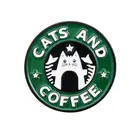Эмалированные броши в виде кошки кофейного цвета, милые Мультяшные булавки для друзей, ювелирные изделия