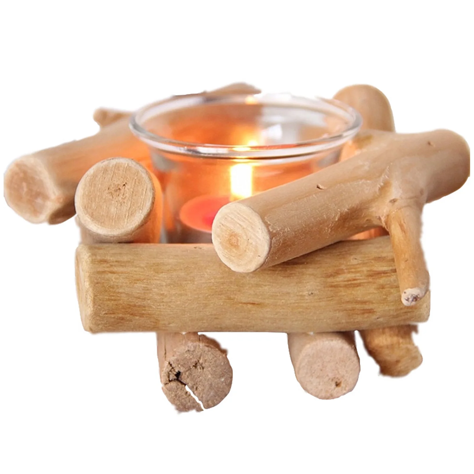 

1pc Natural Wooden Candle Holder Tealight Candlestick Festival Supply Christmas Wedding Candleholder Home Decor Ornament Gifts