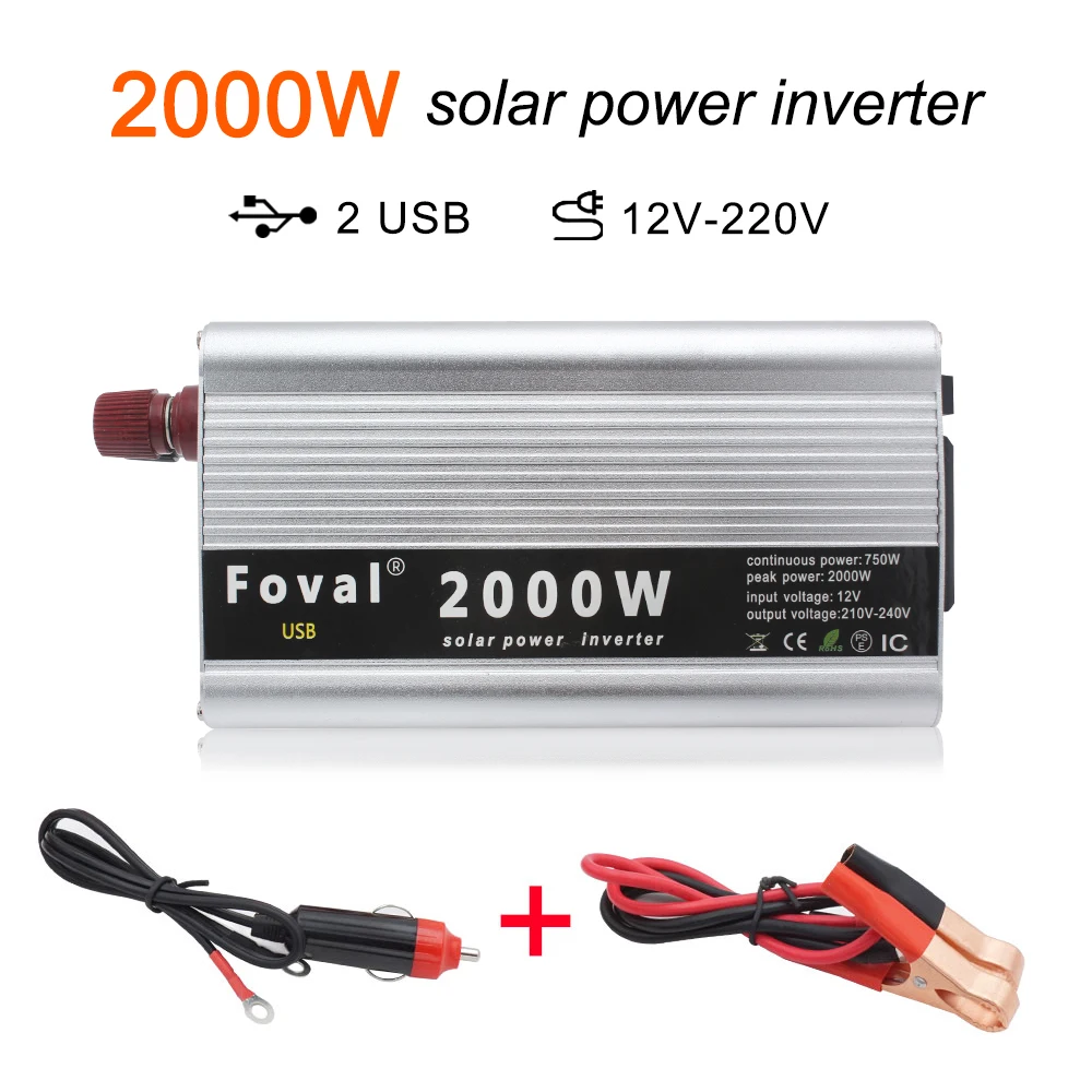 car power inverter 2000w watt dc 12v24v to ac 220v portable charger converter adapter modified sine wave power inverter free global shipping