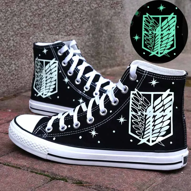 

Mikasa Eren Luminous Shoes Attack of Titans Cosplay Attack on Titan Shoes High Platform Canvas Shingeki No Kyojin Shoes