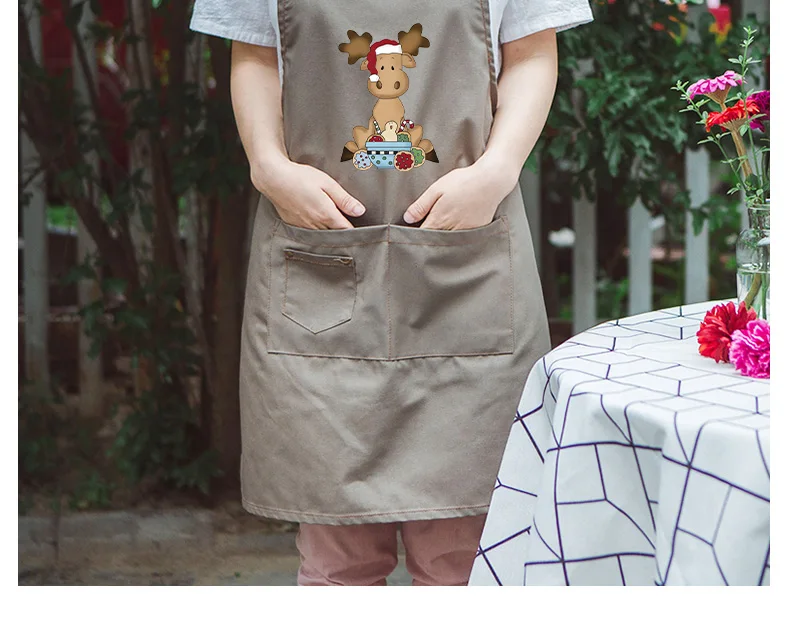 

Canvas oil-proof apron women and men adult couple cute art painting anti-fouling overalls somck logo print