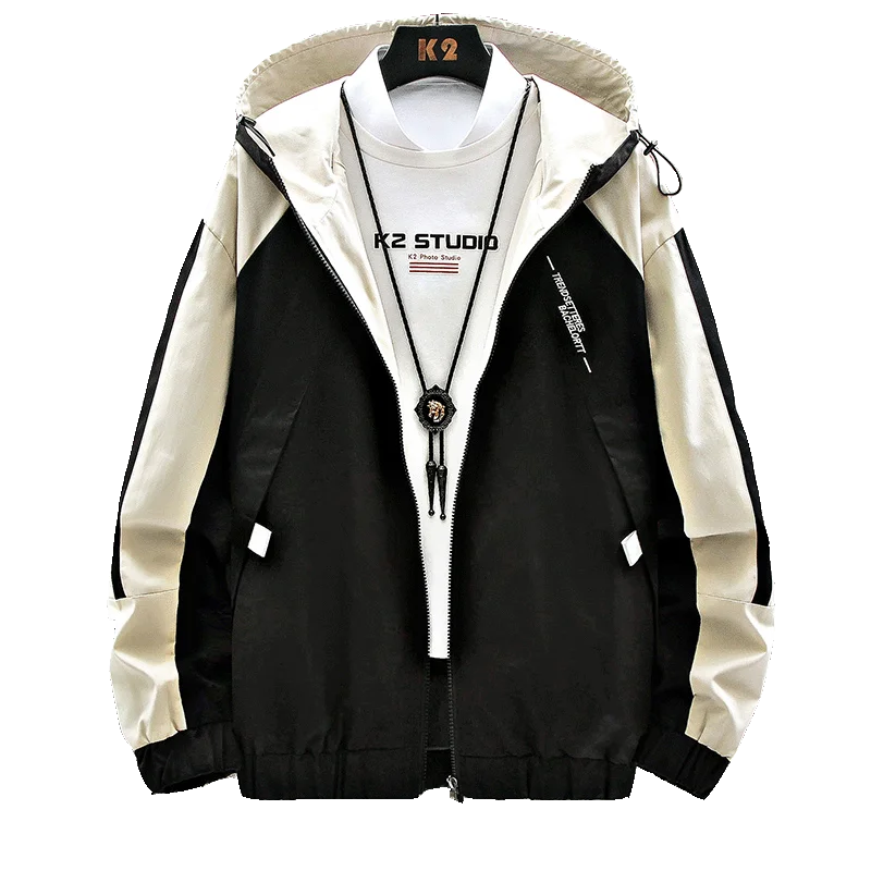 Мужской повседневный комбинезон куртка с капюшоном черного и синего цвета