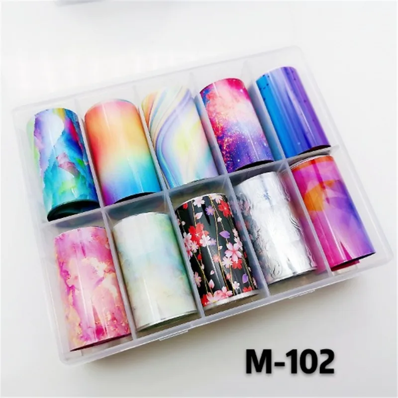 10 рулонов/коробка 4*100 см мраморная Фольга для ногтей голографическая звездное