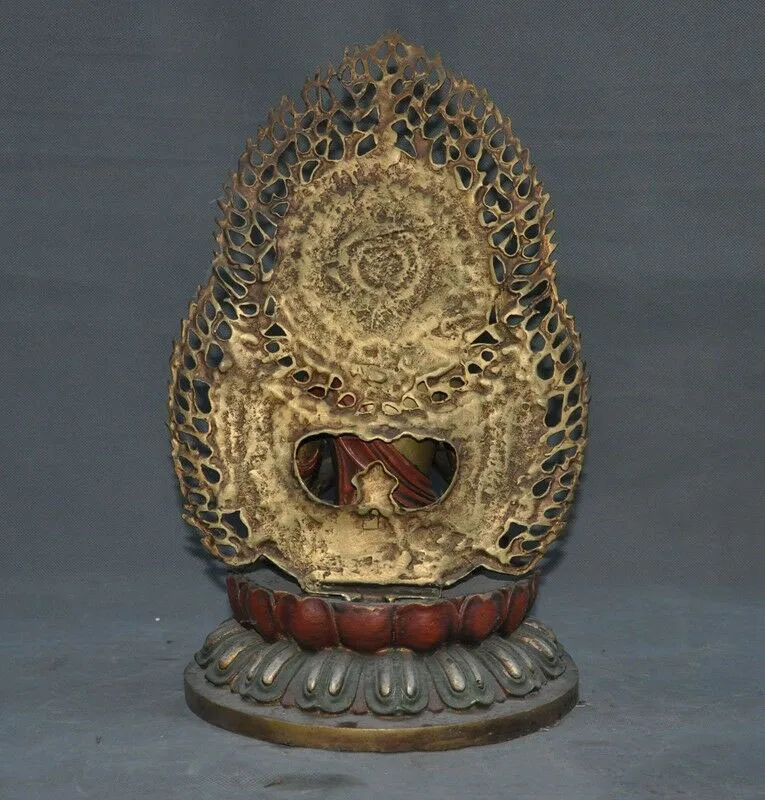 

wedding decoration Old Tibet Buddhism Bronze Painted Gilt Guanyin KuanYin Buddha Bodhisattva Statue