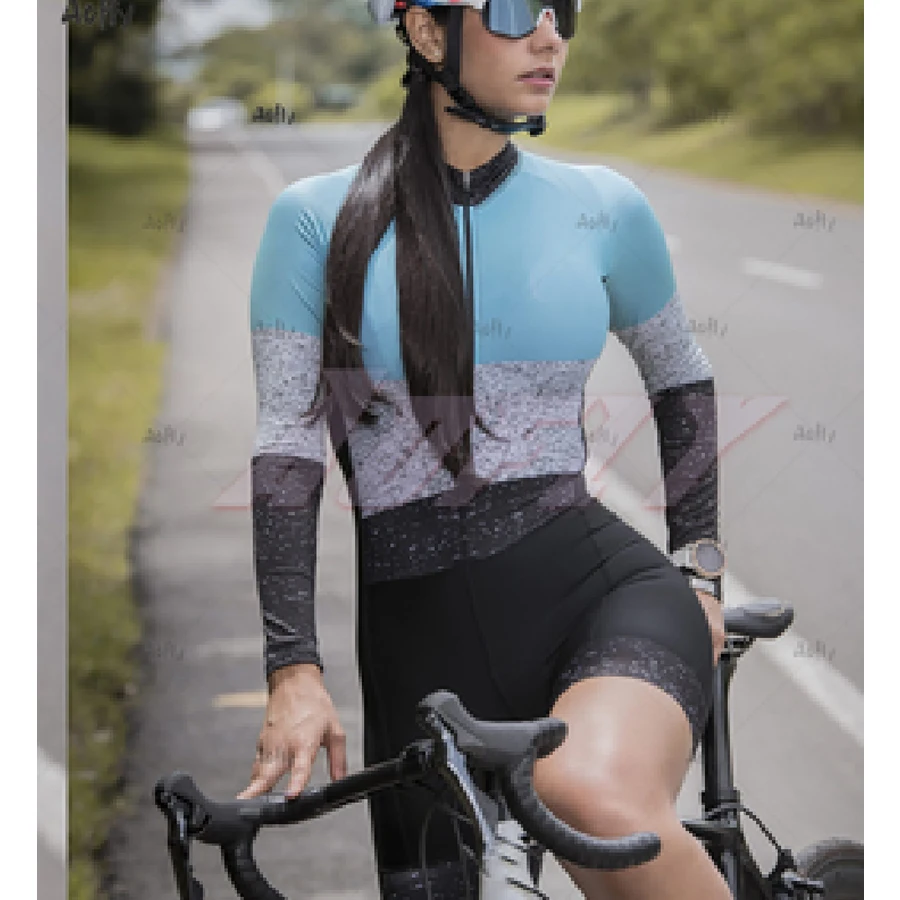 

kafitt women's long skinsuit Triathlon sets sexy clothes cycling jersey tight macacao ciclismo feminino jumpsuit thin pink pad