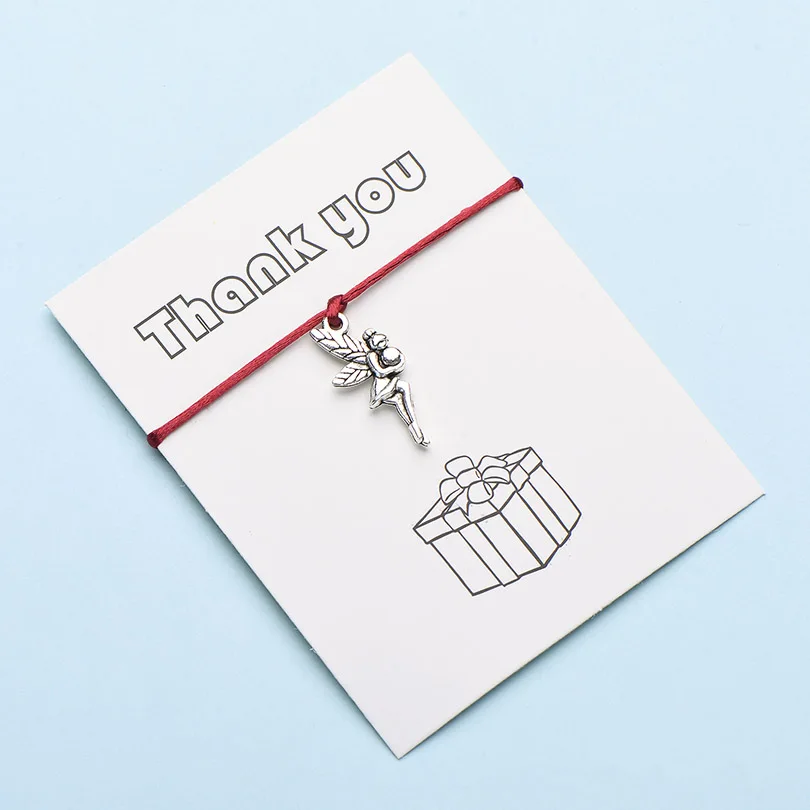 9 IYOE Wish Card Thank You Чарм "Фея" браслеты для женщин девушек ручной тканый счастливый красный браслет с огранкой и Висячие Подарочные ювелирные изделия - Окраска металла: 9