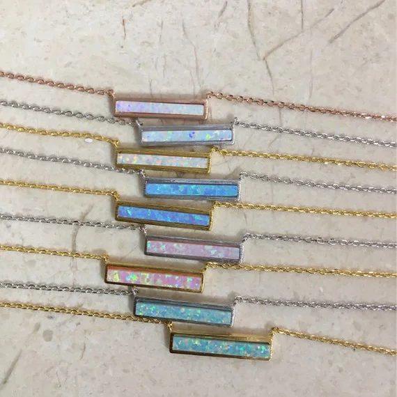 Высокого качества опал бар ожерелье с подвеской в виде 100% 925 Серебро Простой