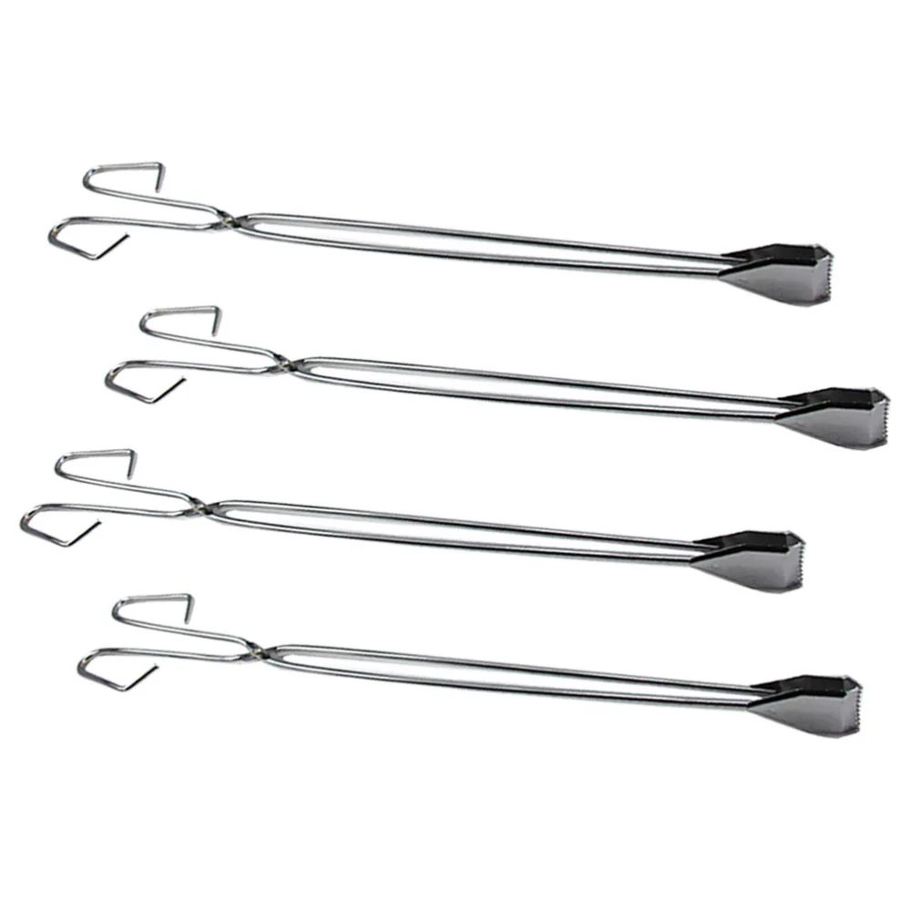 

4pcs Stainless Steel Pick Tools Long Garbage Clip Scissor Shape Portable Tongs for Outdoor (60cm)