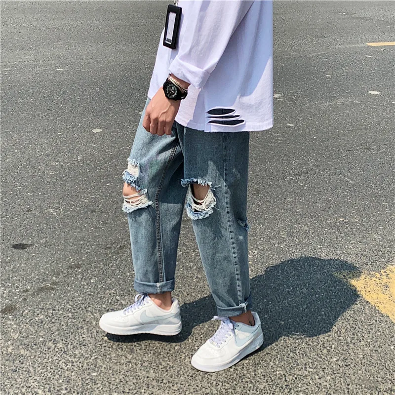 

2021 sumemr men designer jeans for men Wide Leg Denim Clothing fashion streetwear men blue patchwork jeans jeans for men