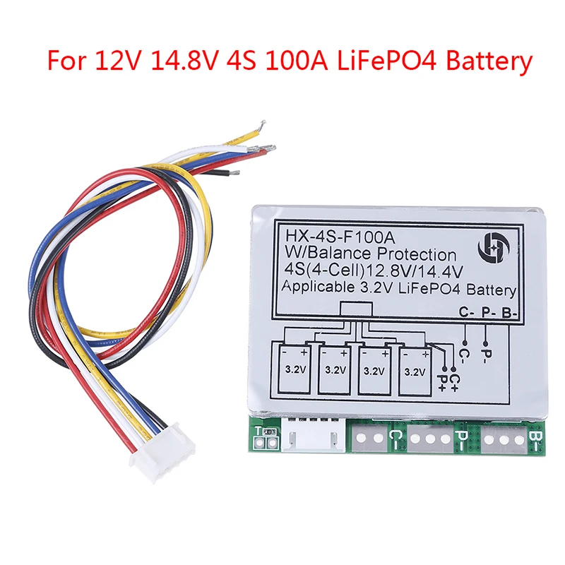 

4S 100A 12,8 V W/баланс LiFePo4 жизни 18650 Батарея BMS защиты печатной платы