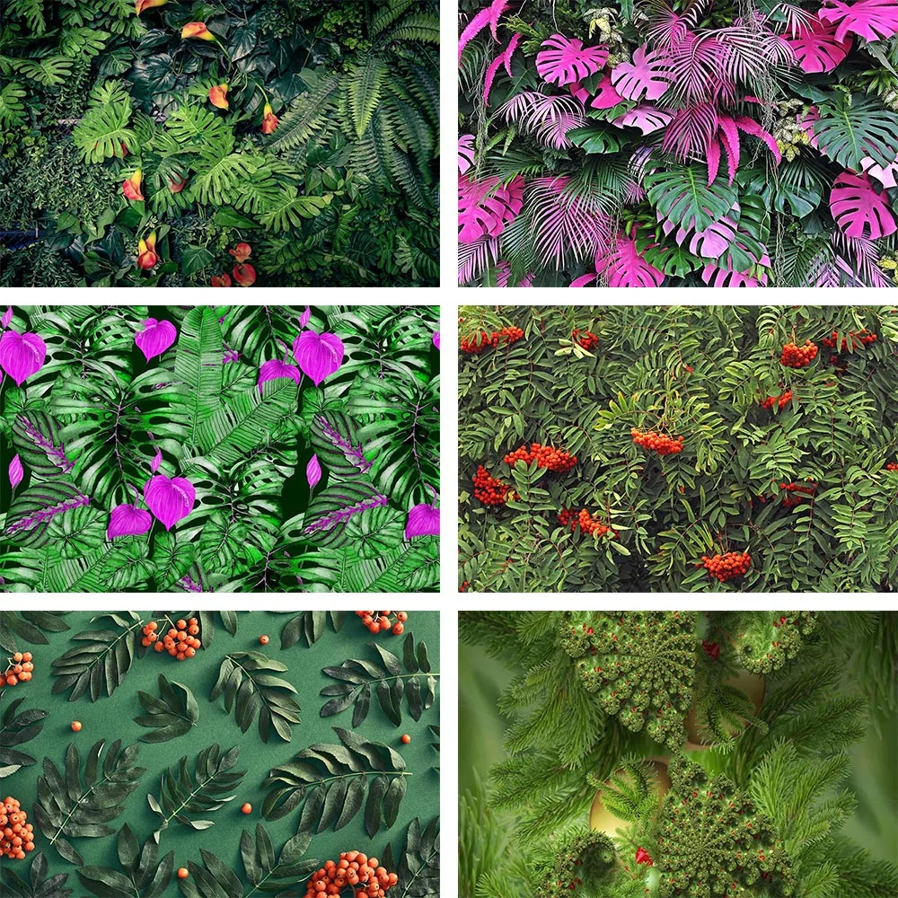 

Фон для фотосъемки новорожденных с изображением весенних зеленых листьев тропических джунглей Mehofond
