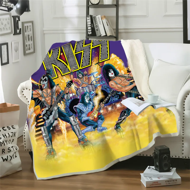 

Fashion Sofa Travel Youth Bedding Throw Blankets Rock Kiss Band 3D Print Cartoon Blankets Bedspread for Plush Blanket Sofa Quilt