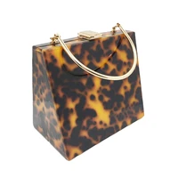 new women wallet luxury acrylic evening clutch purse vintage leopard amber print chain shoulder crossbody bag party prom handbag