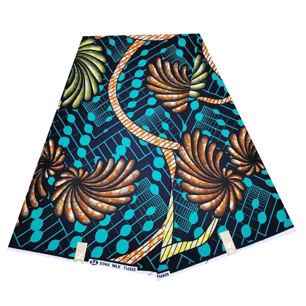 

Африканские Восковые принты ткань высокого качества мягкий 100% хлопок 6 ярдов настоящий Африканский воск Анкары для одежды Африканский мате...