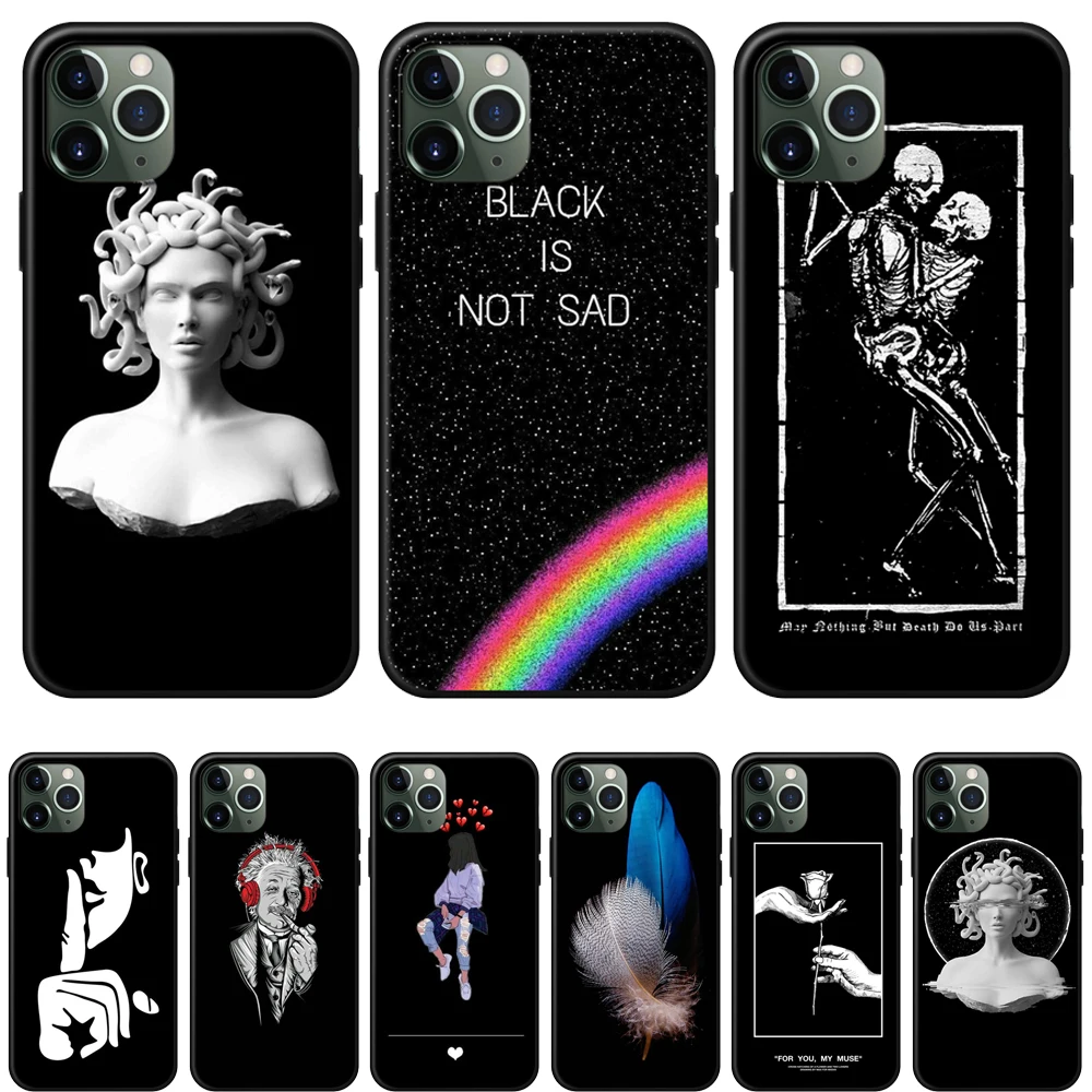 Для iPhone 7 Чехол скелет для X 6 6S 8 Plus 11 Pro XR XS Max 5s SE силиконовый чехол телефона мягкий