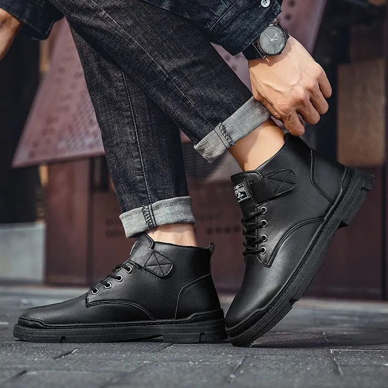 

Мужские ботинки из мягкой кожи, с круглым носком, на платформе