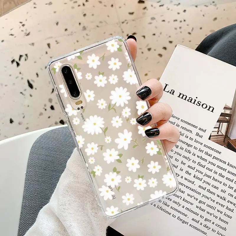 

Daisy Flower Phone Case Transparent for Samsung A71 S9 10 20 HUAWEI p30 40 honor 10i 8x xiaomi note 8 Pro 10t 11