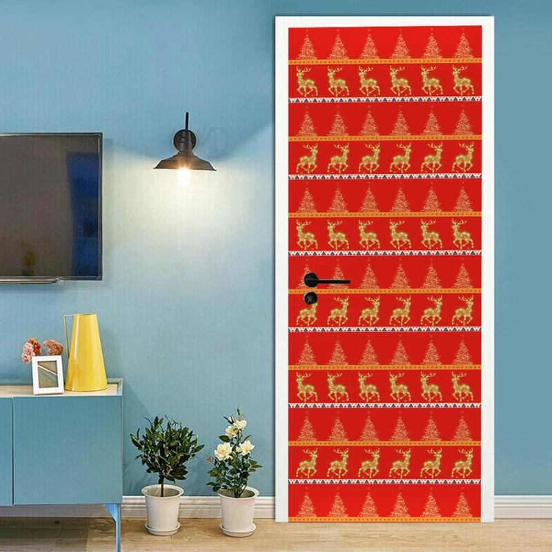 

2pcs/set Christmas Deer Refrigerator Door Sticker Waterproof Wall Mural Decal