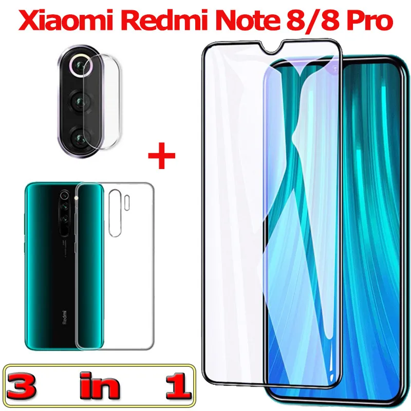 3 в 1 закаленное cтекло Xiaomi Redmi Note 8 Pro kамера 8Pro защитное Note8 стекло сяоми редми ноут