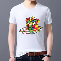 classic street mens t shirt comfortable 3d rotating rubiks cube pattern printing series casual slim round neck young mens top