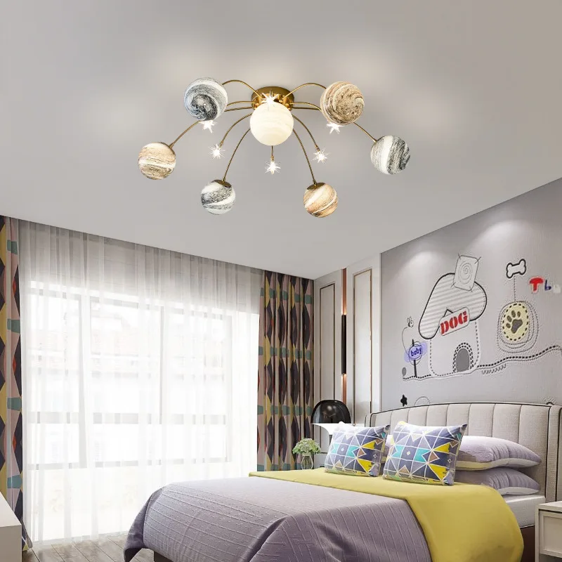 Nordic creative bedroom personality modern simple space Star lamp star sky Children's Room ceiling | Лампы и освещение