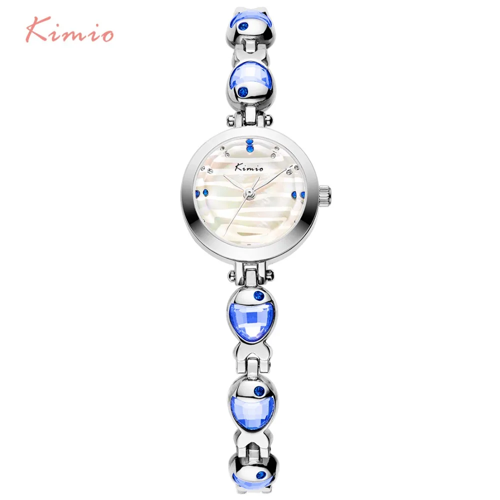 

Kimio Brand Women Crystal Fish Bracelet Watches Simple Stainless Steel Gem Quartz Wrist Watches For Woman Girl Relogio Feminino