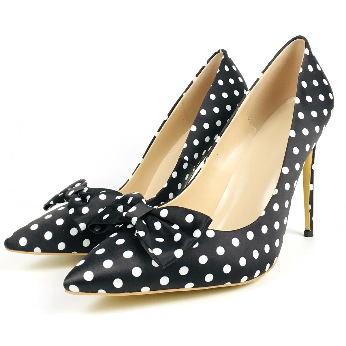 Туфли лодочки женские на высоком каблуке заостренный носок с бантом волнистым