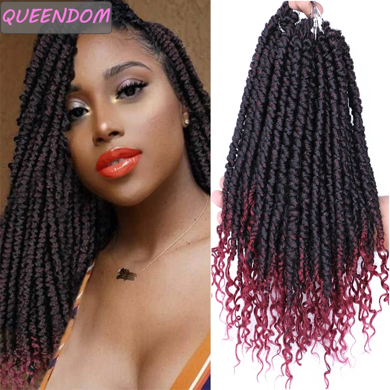 

Ombre Spring Twist Hair Curly Ends Crochet Braids 12 " Synthetic Wavy Braiding Hair Extensions Soft Dreadlocks for African Women