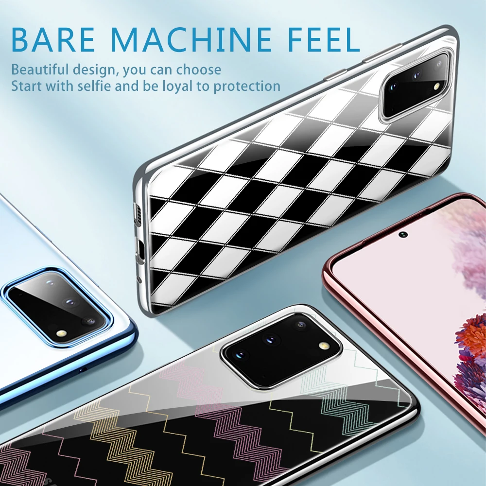 

Striped Checkered Case for Samsung S21 S10 S9 S8 S20 Plus Ultra S10E A51 A50 A71 A70 A20E A21S NOTE 20 10 9 8 Plus Soft TPU Back