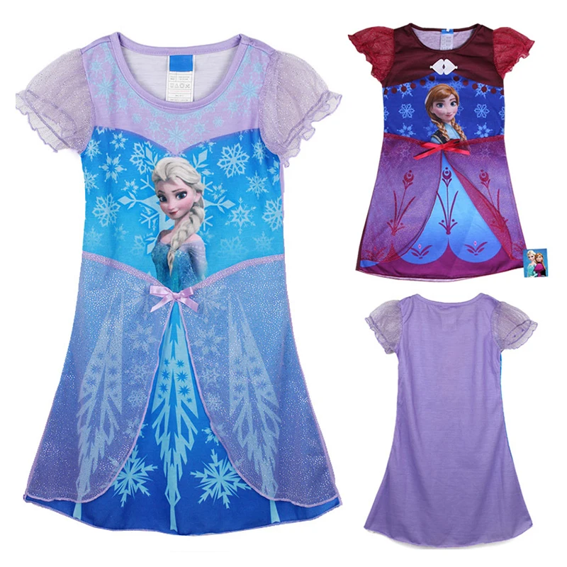 

Children Girls Princess Dresses Cartoon Frozen Anna Elsa Print Baby Night Gown Pajamas Kids Sleepwear Pyjamas Clothes Costumes