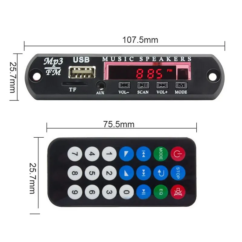 Bluetooth MP3-плеер со слотом для sd-карты/USB/FM декодер плата 5 в 12 В аудио модуль пульт