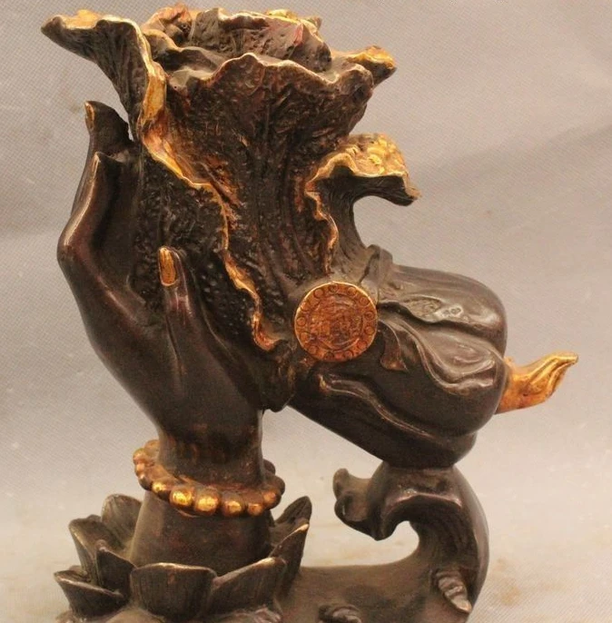 9 &quotКитайский буддийский из бронзы богатство цветок лотоса Будда ручной капусты